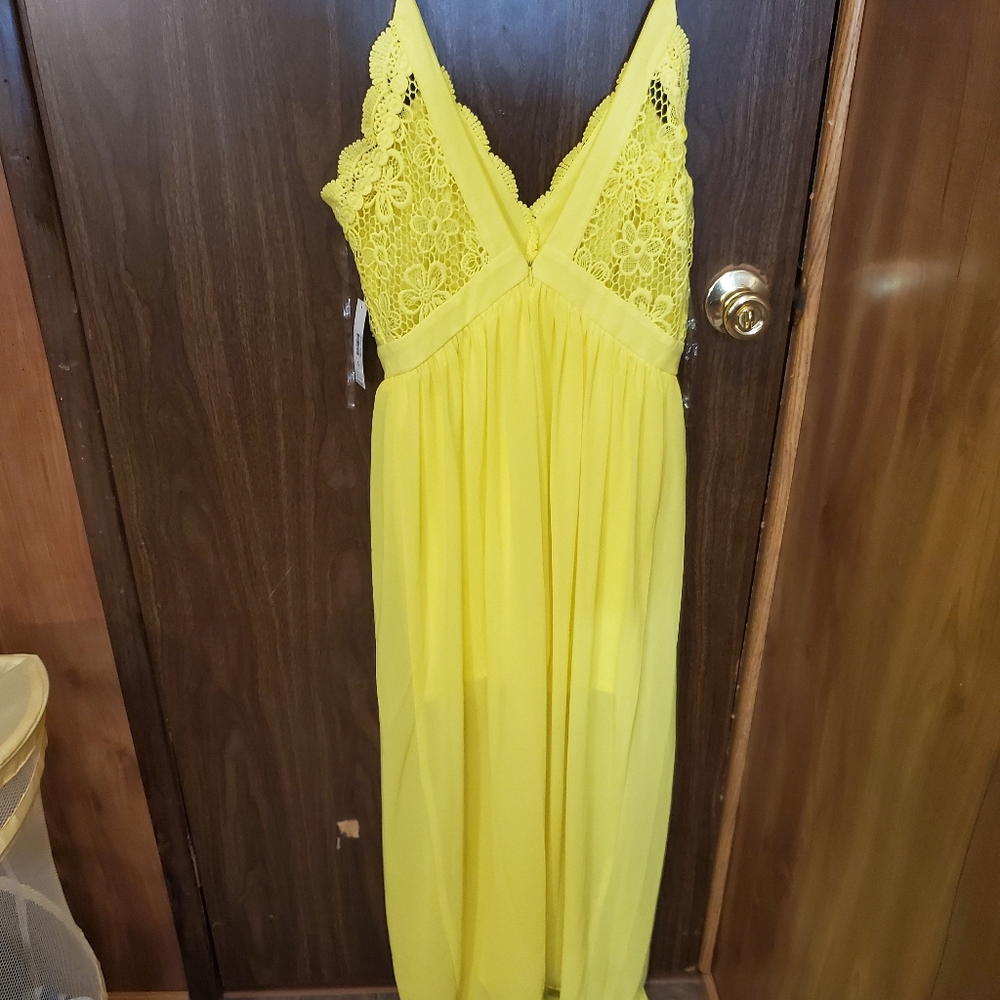Yellow sheer maxi dress